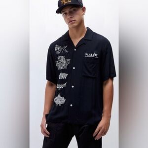 Playboy x PacSun Neon Capital Camp Shirt Short Sleeve Men's Small